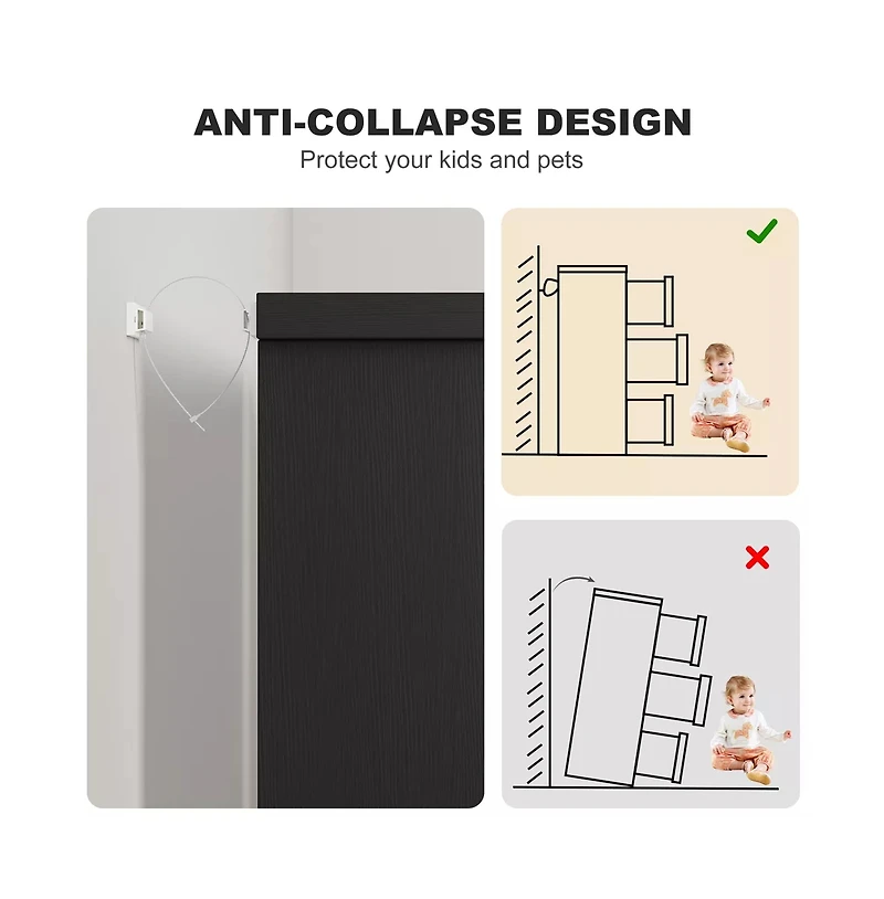 gaomon 6-Drawer Modern Wood Dresser Bedroom Double Chest Organizer with Embedded Handles Storage Cabinet for Living Room, Nursery