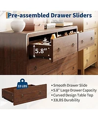 gaomon 6-Drawer Modern Bedroom Dresser Chest Closet Storage Cabinet Organizer for Bedroom, Living Room, Hallway, Office, Walnut