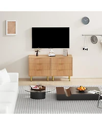 gaomon Modern Fluted Drawer Dresser Wood Chest of Drawers with Metal Handles and Legs