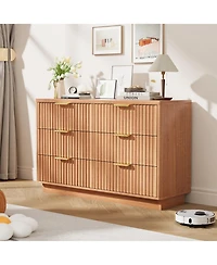 gaomon 6-Drawer Modern Wood Dresser 47" Storage Chest of Drawers Cabinet for Bedroom, Living Room, Hallway