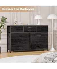 gaomon 10-Drawer Modern Fabric Dresser for Bedroom, Large Storage Chest, 45" Tv Stand, Living Room, Hallway Organizer