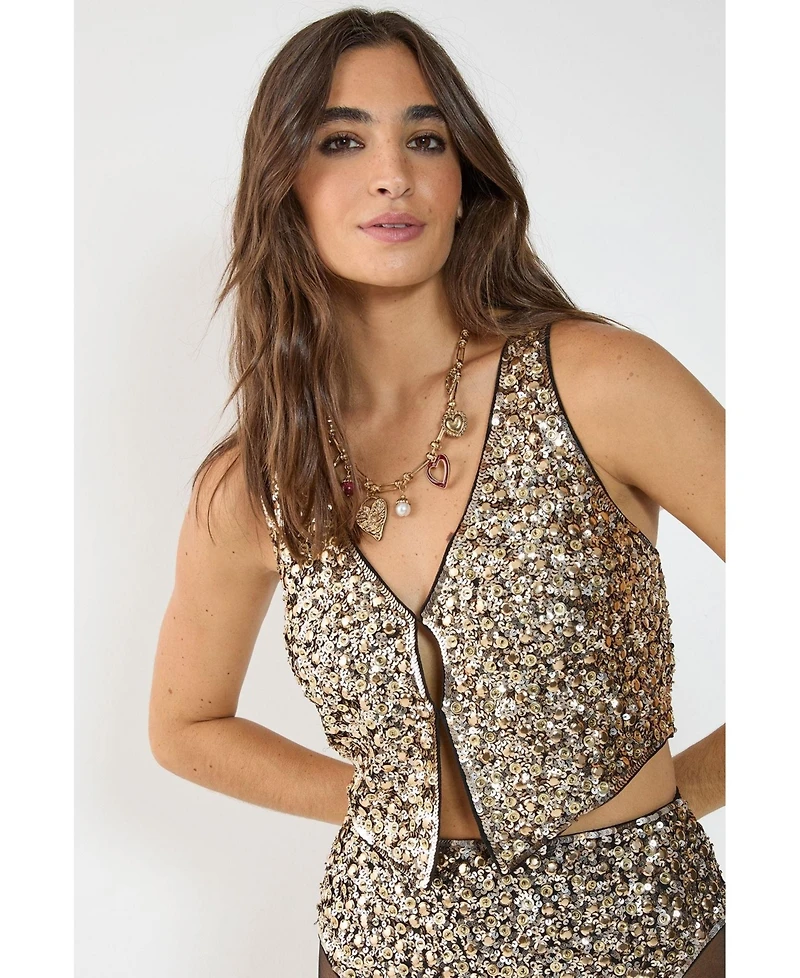 Nasty Gal Women's Cluster Hand Embellished Waistcoat