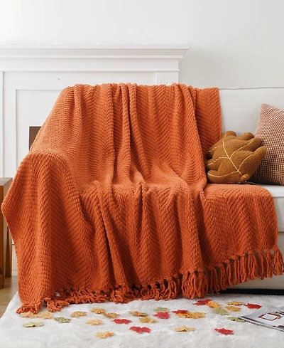 Battilo Herringbone Chenille Knit Throw, 60"x 80"
