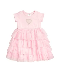 Sweet Wink Baby Girls Pearl Heart Tiered Short Sleeve Tutu Dress