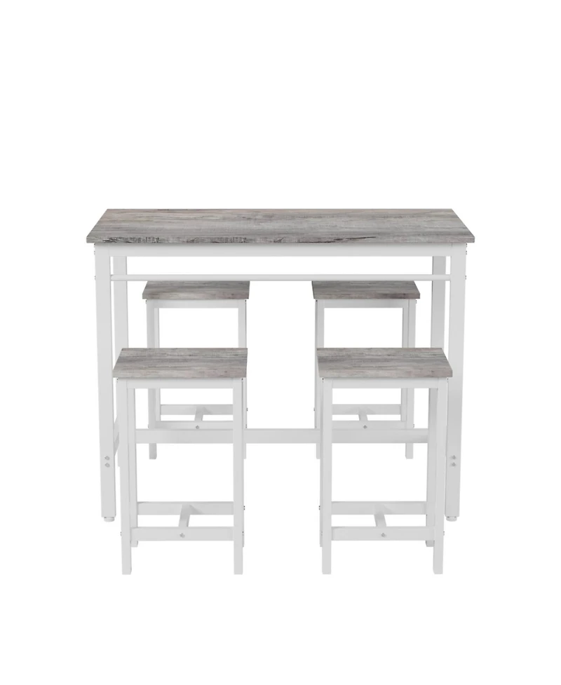 Streamdale Furniture 5-Piece White Oak Kitchen Bar Table Set with 4 Stools