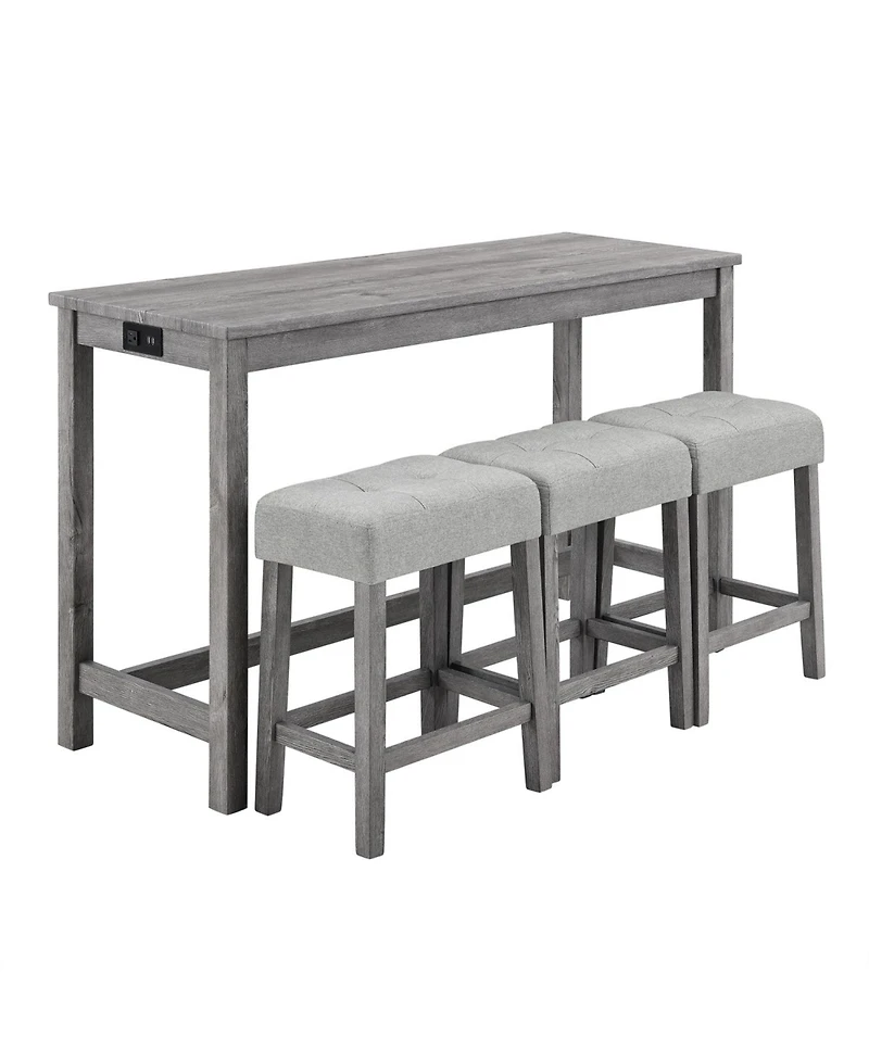 Streamdale Furniture Industrial Bar Table Set with Power Outlet
