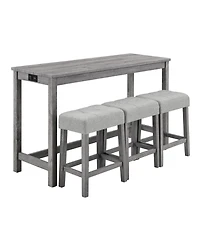 Streamdale Furniture Industrial Bar Table Set with Power Outlet