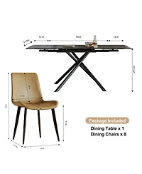 Streamdale Furniture Retractable Sintered Stone Dining Table Set