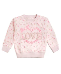 Sweet Wink Toddler Girls Pink Rose Love Patch Sweatshirt