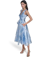 Eliza J Women's Wrap Front V-Neck Midi Dress