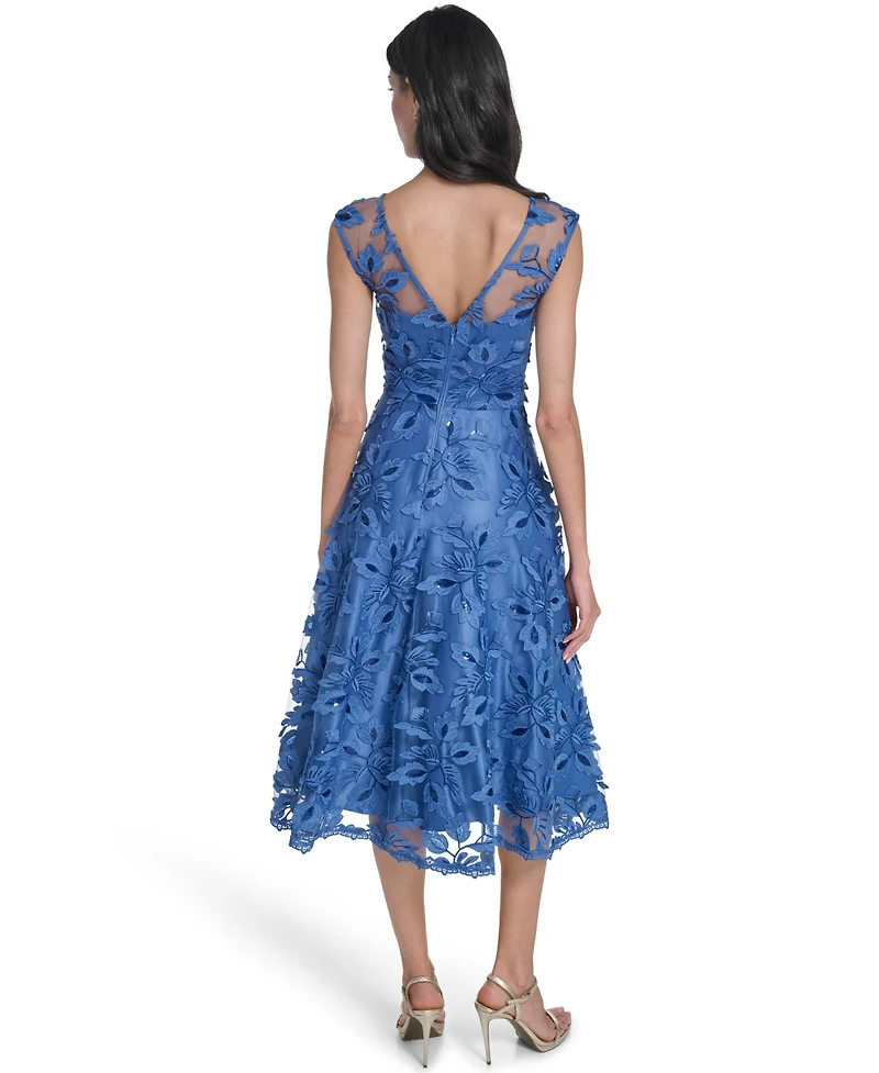 Eliza J Women's Illusion Boat Neck High-Low Dress