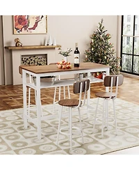 Streamdale Furniture 5-Piece Bar Table & Chairs Set, Modern Metal Counter Height Dining Set