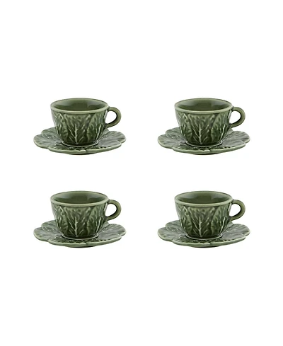 Bordallo Pinheiro Cabbage Coffee Cup & Saucer, Set of 4