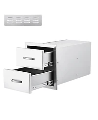 gaomon 14W x 23D x 15H Inch Stainless Steel Outdoor Kitchen Drawers, Flush Mount Double Bbq Access Drawers