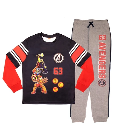 Avengers Boys 2-Piece Long Sleeve Active Mesh T-Shirt and Pants Set
