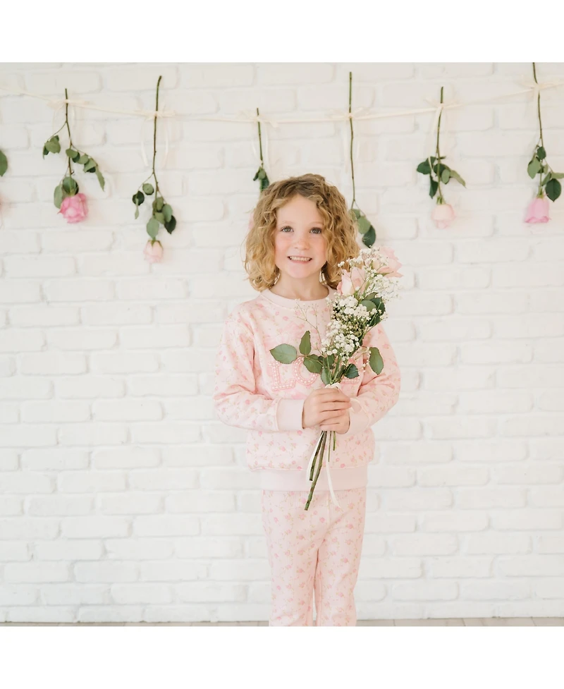 Sweet Wink Little Girls Pink Rose Flare Legging