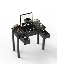 Streamdale Furniture Elegant Vanity Table with Led Lights, Flip-Top Mirror and 2 Drawers, Jewelry Storage for Women Dressing