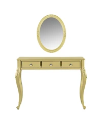 Streamdale Furniture Luxury Vanity Desk with Mirror & 3 Drawers - Gold