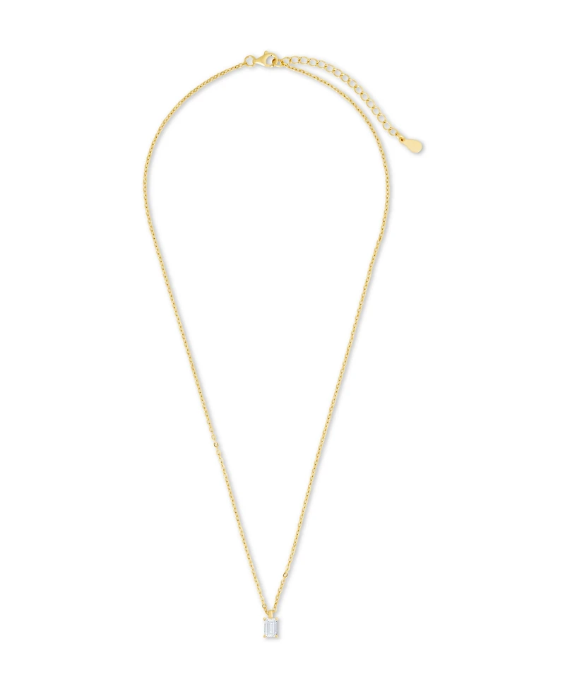 Sterling Forever Emerald Prong Set Pendant