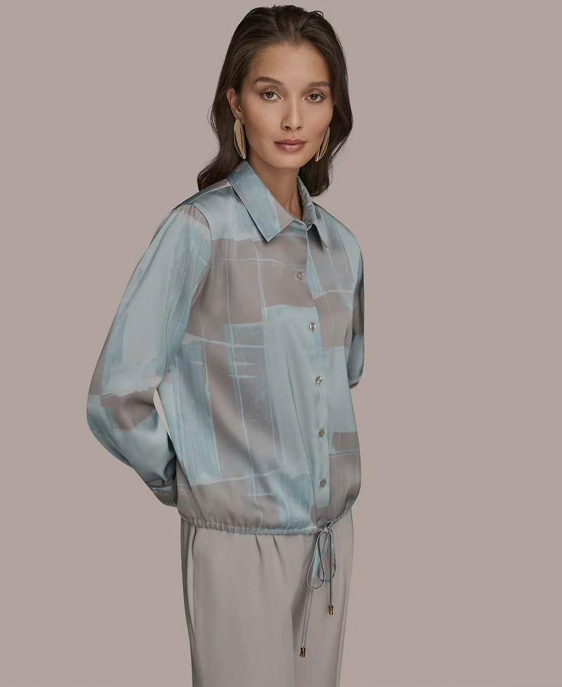 Donna Karan New York Women's Long-Sleeve Drawstring Top