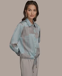 Donna Karan New York Women's Long-Sleeve Drawstring Top