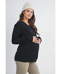 Hello Miz Maternity Casual V Neck Long Sleeve Pullover Top