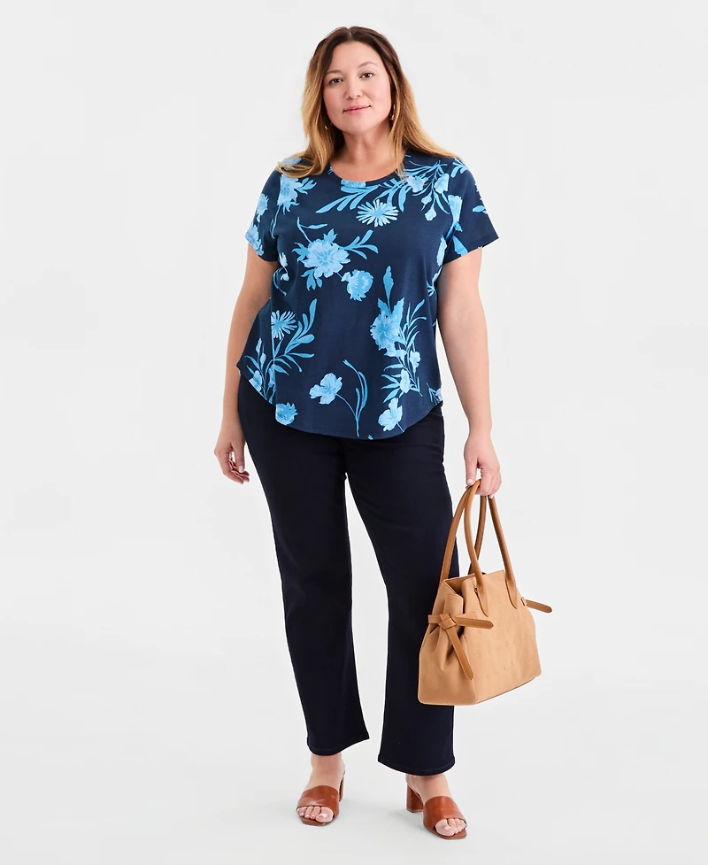 Style & Co Plus Size Perfect Crewneck Short-Sleeve Top, Macy's Exclusive