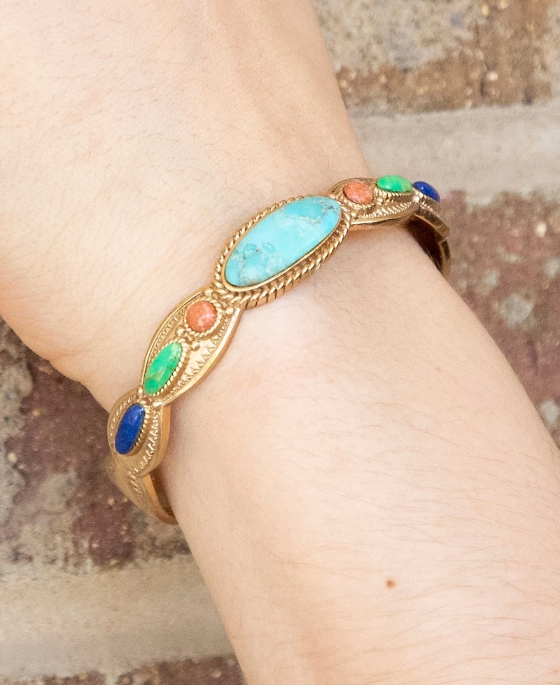 Barse Concho Colorful Golden Cuff Bracelet