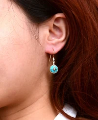 Barse Celestial Blue Turquoise Golden Drop Earrings