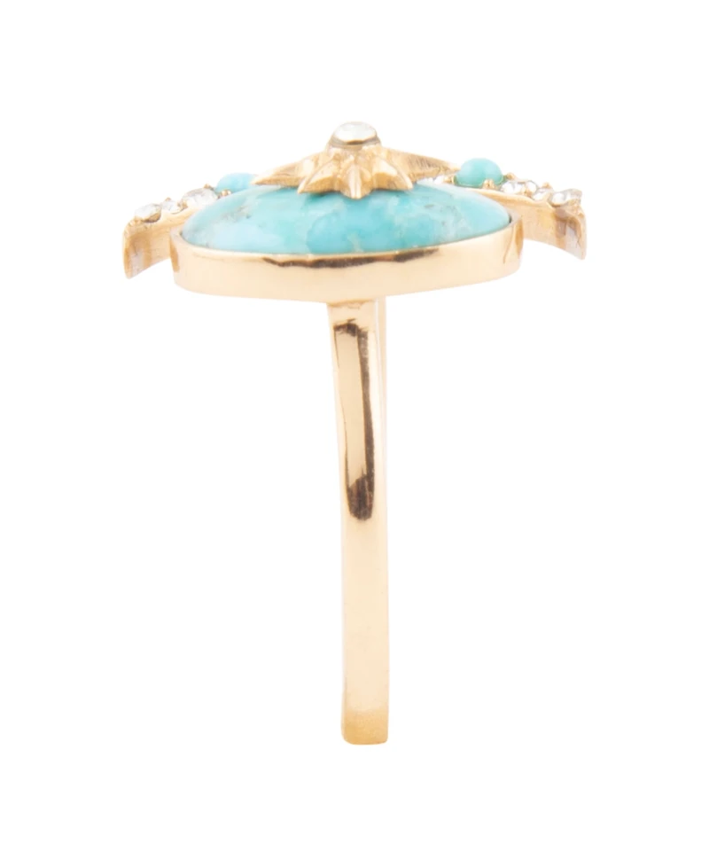 Barse Celestial Blue Turquoise Golden Bypass Ring