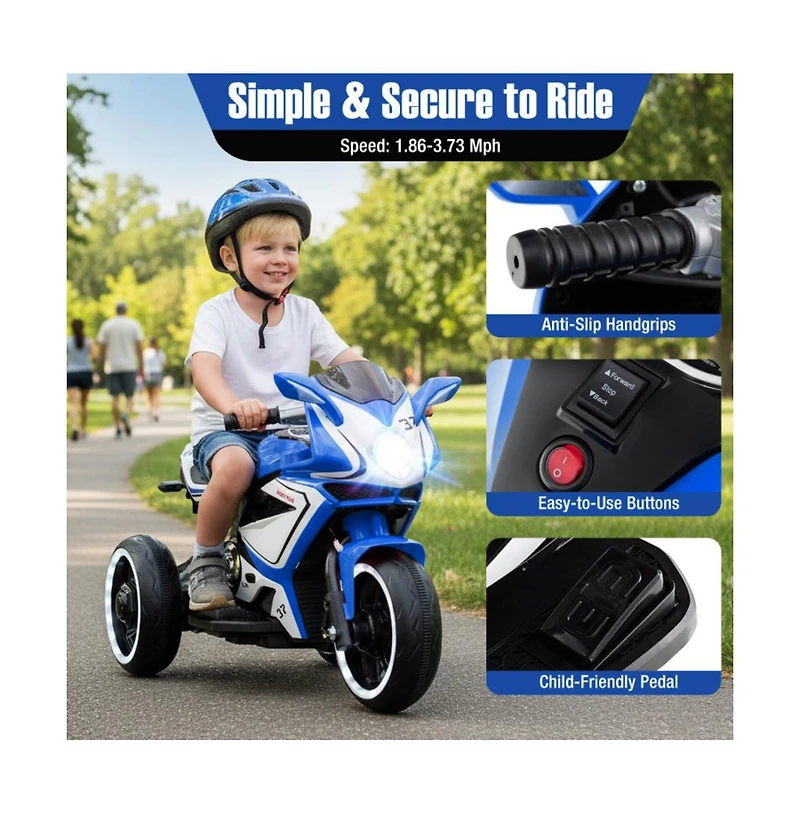 Hongge 6V Kids Ride On Motorcycle with Led Lights