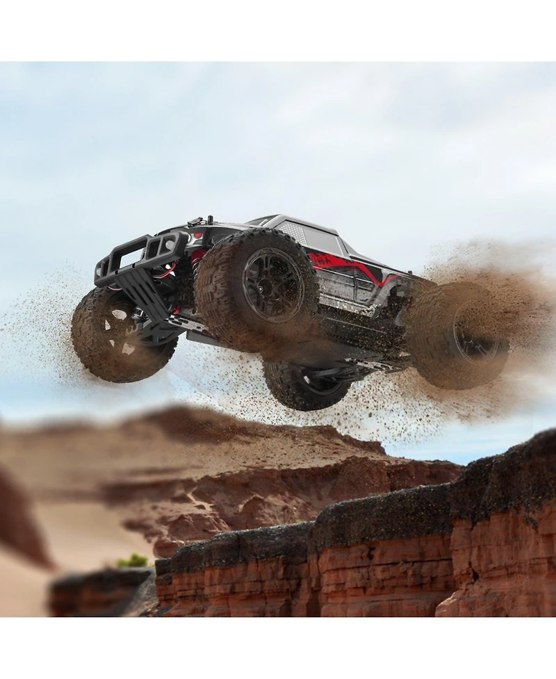 Mecale Rc Car 1:10, 4WD Off-Road Monster Truck 38 km/h with 45° Wheelie & 2 Batteries, High-Speed Racing Toy for Kids 8+, IPX4