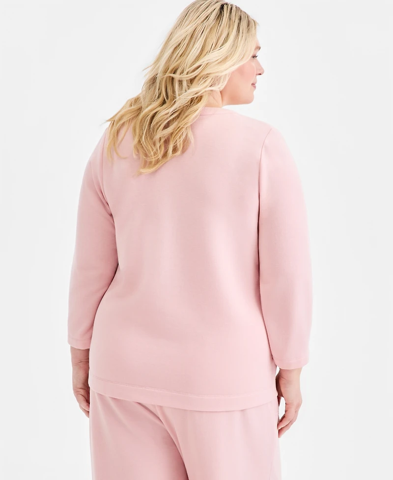 Style & Co Plus Lux Soft Fleece Long-Sleeve Knit Top, Macy's Exclusive