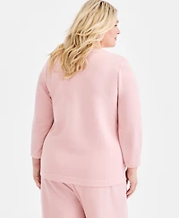 Style & Co Plus Lux Soft Fleece Long-Sleeve Knit Top, Macy's Exclusive