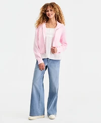 Ultra Flirt Juniors' Pointelle Sweater Hoodie