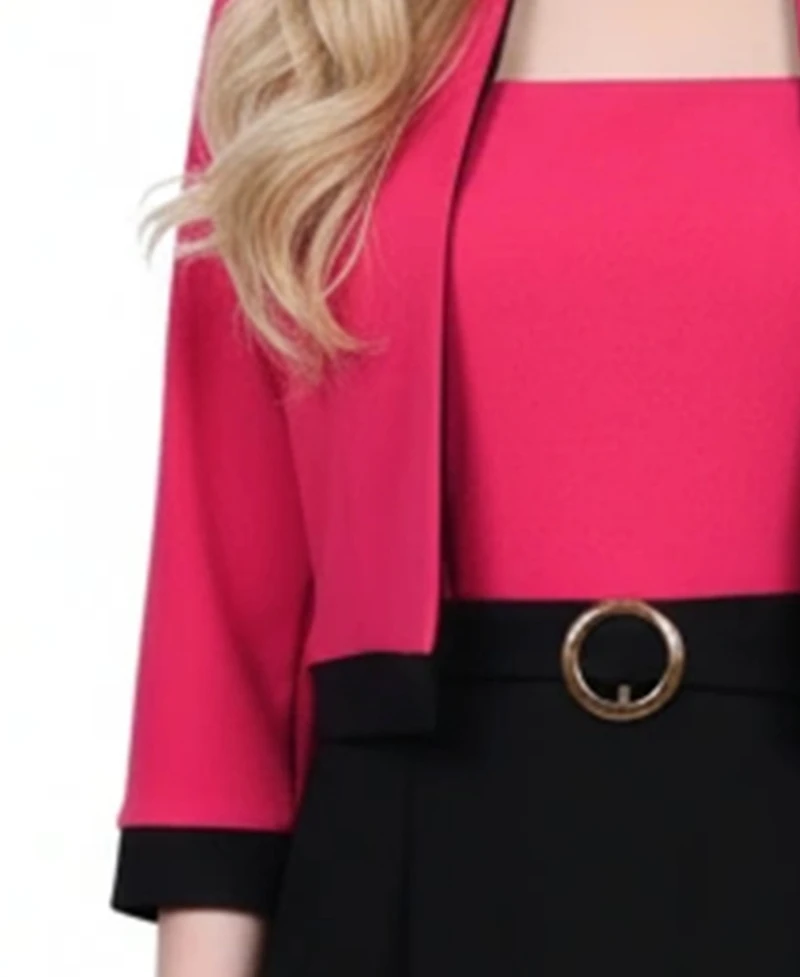 Ny Collection Petite 3/4 Sleeve 2 Piece Colorblocked Dress Set