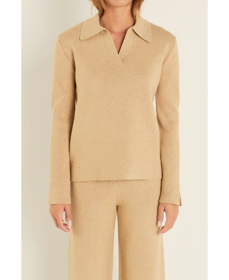 English Factory Women's Collared Knit Sweater