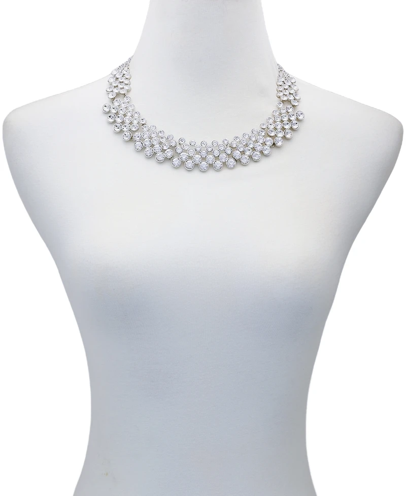 Guess Pave Stone Silver-Tone Collar Necklace
