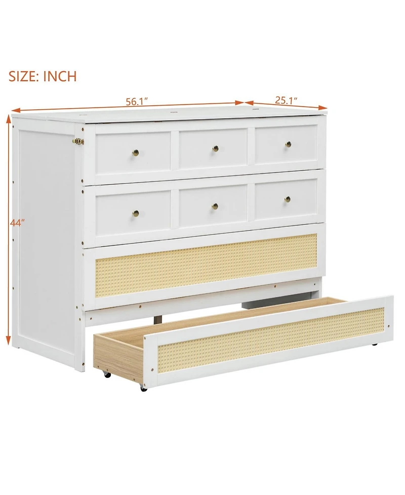 Streamdale Furniture Full Murphy Bed with Large Drawers, Gray