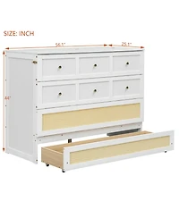 Streamdale Furniture Full Murphy Bed with Large Drawers, Gray