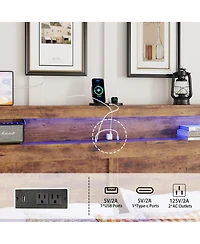 Streamdale Furniture Streamdale Queen Bed Frame w/ Led Headboard, Usb Ports & Under Bed Storage