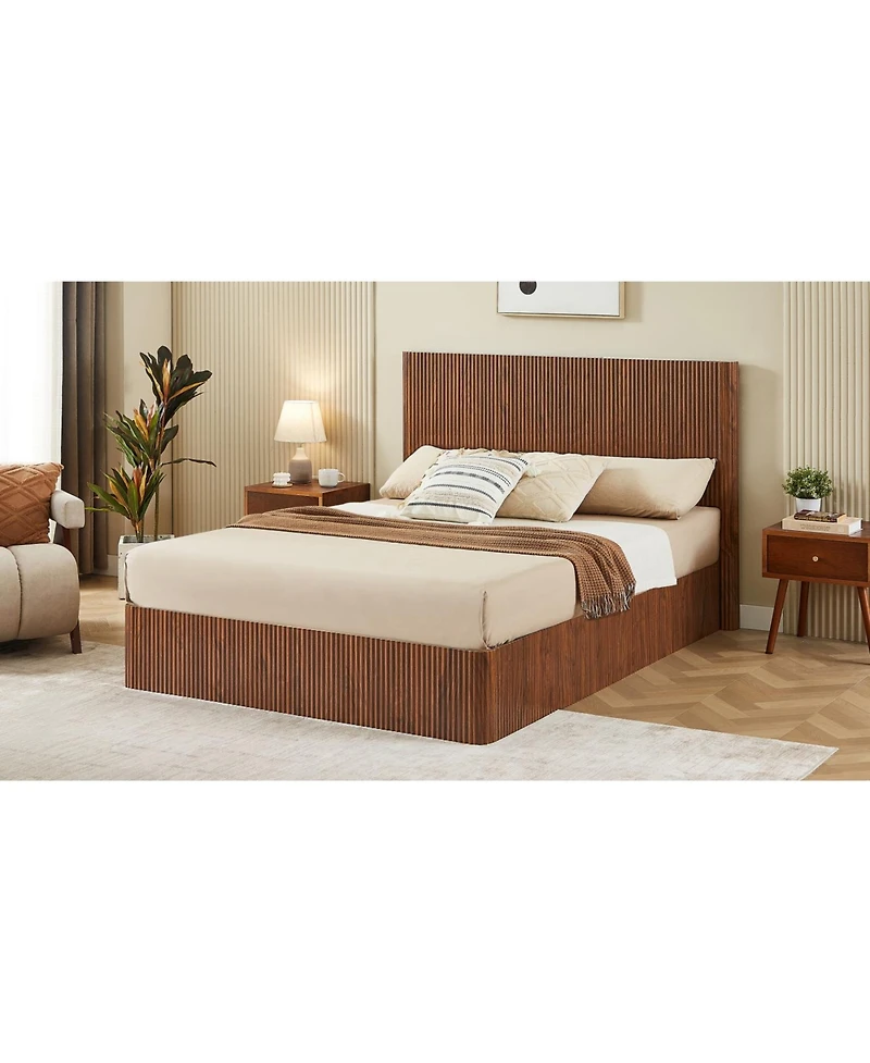 Streamdale Furniture Streamdale Queen Size Lift Up Storage Bed Frame, Walnut