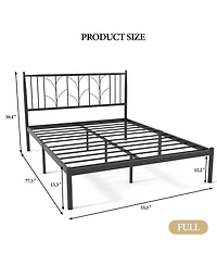 gaomon Full Size Bed Frame Metal Platform with Headboard Mattress Foundation 12” Under Bed Storage