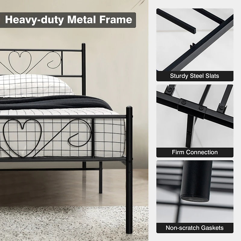 Gymax Twin Xl Metal Platform Bed Frame Heavy-duty Steel Slat Support with Storage