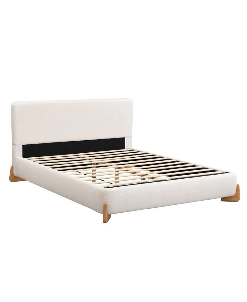Streamdale Furniture Elegant Boucle Upholstered Bed, A Luxurious and Comfortable Bedroom Centerpiece, Queen Size