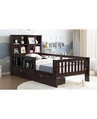 Streamdale Furniture Streamdale Twin Platform Bed with Chalkboard, Storage, Shelves, Espresso