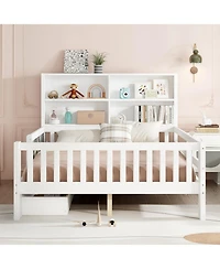 Streamdale Furniture Full Platform Bed with Chalkboard, Storage, Shelves