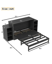 Streamdale Furniture Queen size Murphy bed with storage drawers and shelves