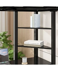 Streamdale Furniture Loft Bed with Desk, Metal Twin Size Loft Bed Frame, Black Bedroom Bed Frame