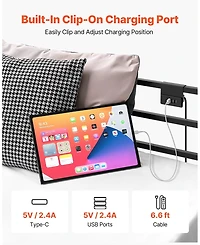 Slickblue Metal Canopy Bed with Charging Station and Four Poster Frame